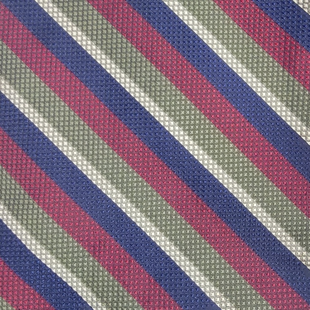 Vintage GAP Repp Silk Regimental Striped Tie Made in USA Burgundy Green Navy - Picture 7 of 10